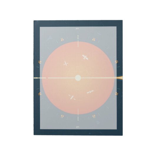 Deep Space Atomic Clock Poster, Orange Version. Notizblock (Rotiert)