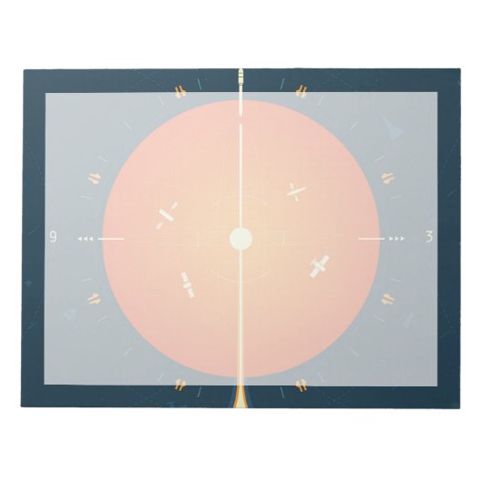 Deep Space Atomic Clock Poster, Orange Version. Notizblock (Vorderseite)
