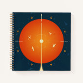 Deep Space Atomic Clock Poster, Orange Version. Notizblock (Vorderseite)