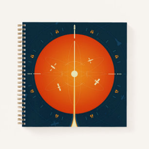 Deep Space Atomic Clock Poster, Orange Version. Notizblock