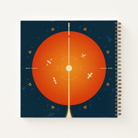 Deep Space Atomic Clock Poster, Orange Version. Notizblock (Rückseite)