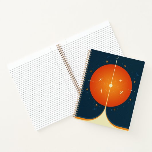 Deep Space Atomic Clock Poster, Orange Version. Notizblock (Innenseite)