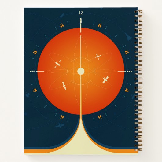 Deep Space Atomic Clock Poster, Orange Version. Notizblock (Rückseite)