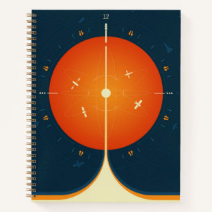 Deep Space Atomic Clock Poster, Orange Version. Notizblock