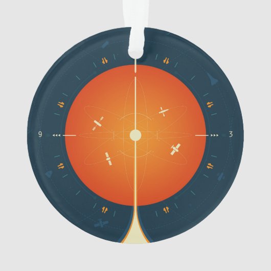 Deep Space Atomic Clock Poster, Orange Version. Ornament (Rückseite)