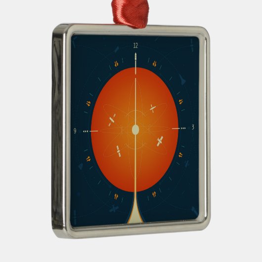 Deep Space Atomic Clock Poster, Orange Version. Ornament Aus Metall (Rechts)