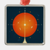 Deep Space Atomic Clock Poster, Orange Version. Ornament Aus Metall (Vorne)