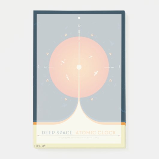 Deep Space Atomic Clock Poster, Orange Version. Post-it Klebezettel (Vorderseite)