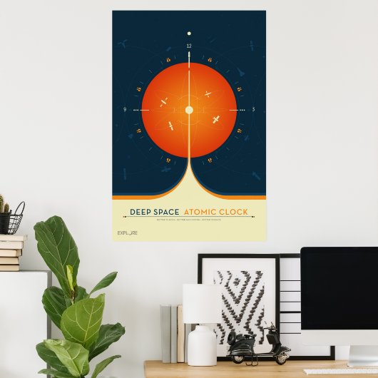 Deep Space Atomic Clock Poster, Orange Version. Poster (Heimbüro)