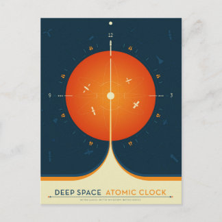 Deep Space Atomic Clock Poster, Orange Version. Postkarte