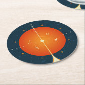 Deep Space Atomic Clock Poster, Orange Version. Runder Pappuntersetzer (Angewinkelt)