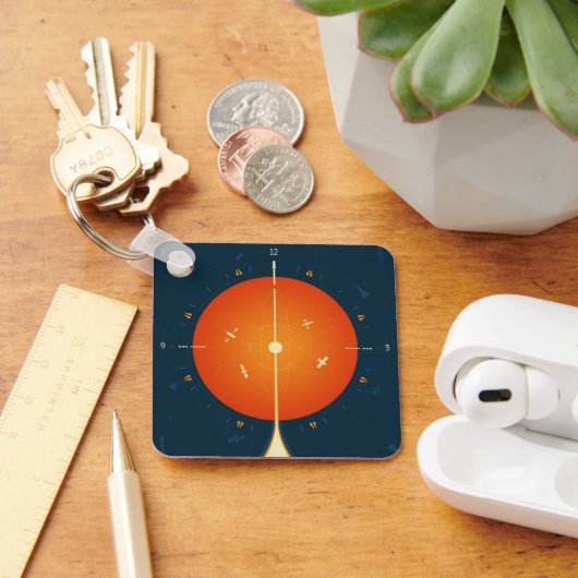 Deep Space Atomic Clock Poster, Orange Version. Schlüsselanhänger (Schreibtisch)