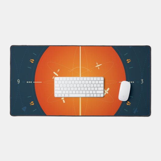 Deep Space Atomic Clock Poster, Orange Version. Schreibtischunterlage (Tastatur & Maus)