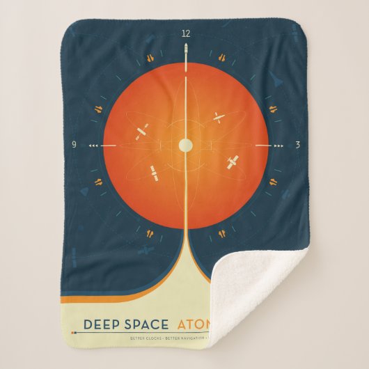 Deep Space Atomic Clock Poster, Orange Version. Sherpadecke (Vorderseite)
