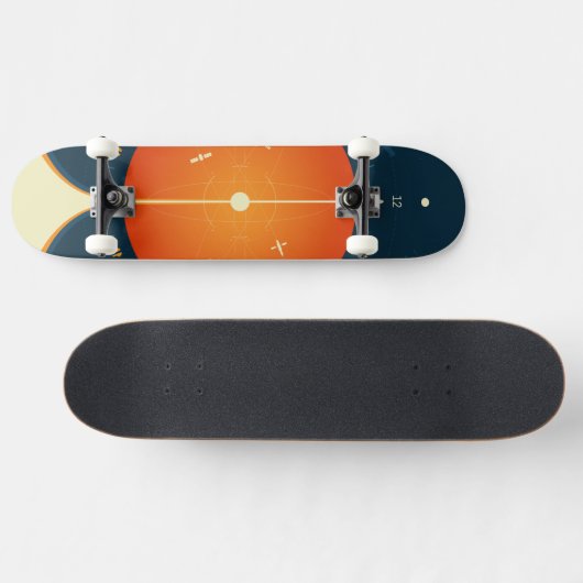 Deep Space Atomic Clock Poster, Orange Version. Skateboard (Horizontal)