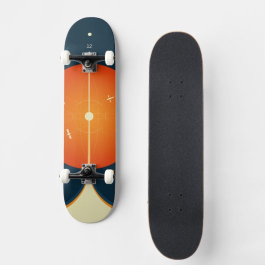 Deep Space Atomic Clock Poster, Orange Version. Skateboard (Vorderseite)
