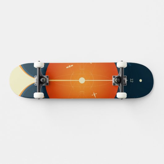 Deep Space Atomic Clock Poster, Orange Version. Skateboard (Horizontal)