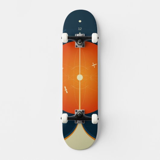 Deep Space Atomic Clock Poster, Orange Version. Skateboard (Vorderseite)