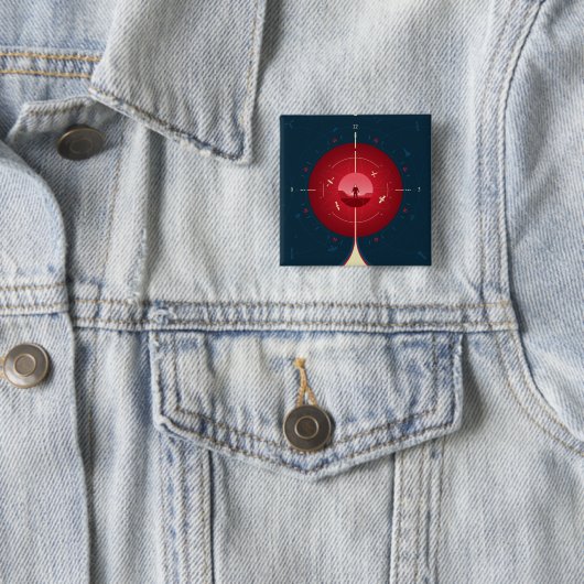 Deep Space Atomic Clock Poster, Red Version. Button (Beispiel)
