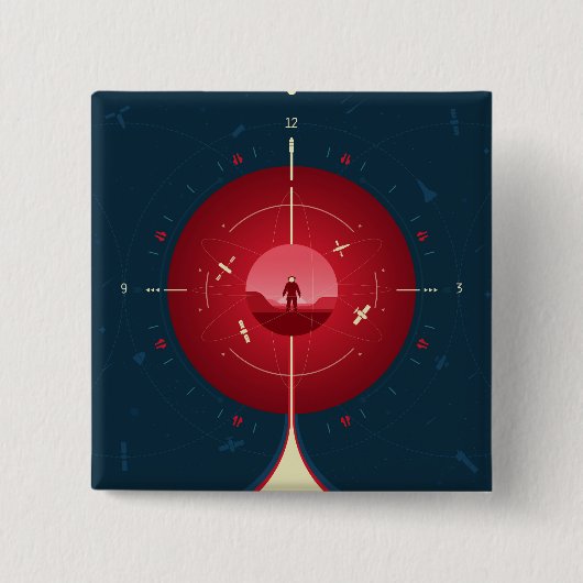 Deep Space Atomic Clock Poster, Red Version. Button (Vorderseite)