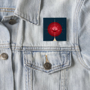 Deep Space Atomic Clock Poster, Red Version. Button