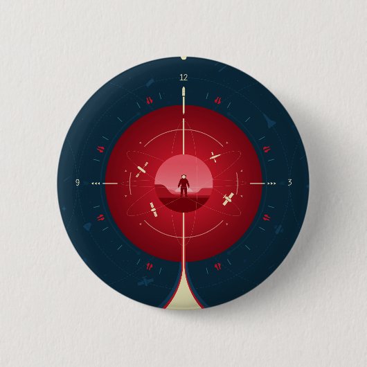 Deep Space Atomic Clock Poster, Red Version. Button (Vorderseite)