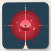 Deep Space Atomic Clock Poster, Red Version. Getränkeuntersetzer (Vorderseite)