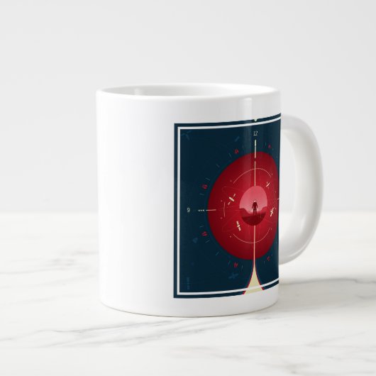Deep Space Atomic Clock Poster, Red Version. Jumbo-Tasse (Vorderseite Rechts)