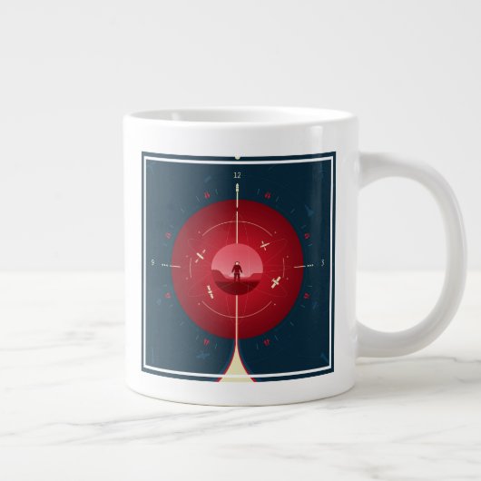 Deep Space Atomic Clock Poster, Red Version. Jumbo-Tasse (Rechts)