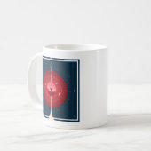 Deep Space Atomic Clock Poster, Red Version. Kaffeetasse (Vorderseite Links)