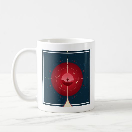 Deep Space Atomic Clock Poster, Red Version. Kaffeetasse (Links)