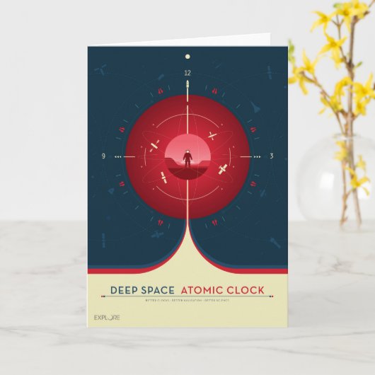 Deep Space Atomic Clock Poster, Red Version. Karte (Gelbe Blume)