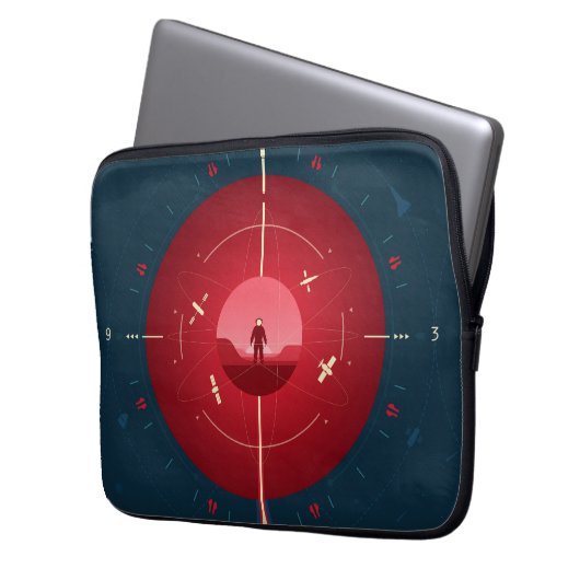 Deep Space Atomic Clock Poster, Red Version. Laptopschutzhülle (Vorderseite Links)