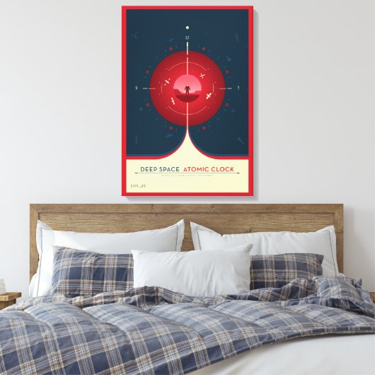 Deep Space Atomic Clock Poster, Red Version. Leinwanddruck (Insitu (Schlafzimmer))