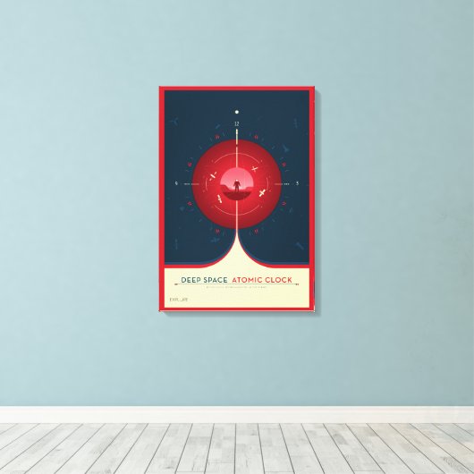 Deep Space Atomic Clock Poster, Red Version. Leinwanddruck (Insitu (Holzboden))