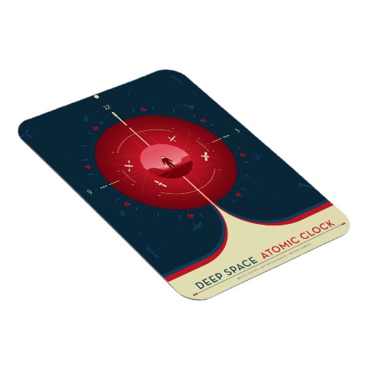 Deep Space Atomic Clock Poster, Red Version. Magnet (Rechte Seite)