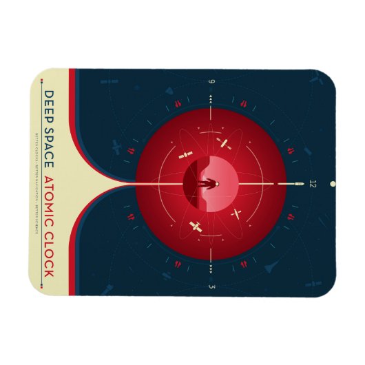 Deep Space Atomic Clock Poster, Red Version. Magnet (Horizontal)