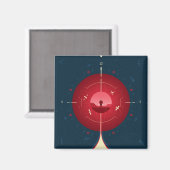 Deep Space Atomic Clock Poster, Red Version. Magnet (Vorderseite/Rückseite)