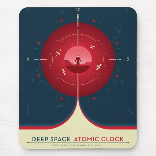Deep Space Atomic Clock Poster, Red Version. Mousepad (Vorne)