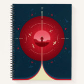 Deep Space Atomic Clock Poster, Red Version. Notizblock (Vorderseite)