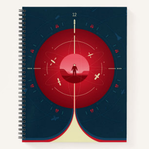 Deep Space Atomic Clock Poster, Red Version. Notizblock