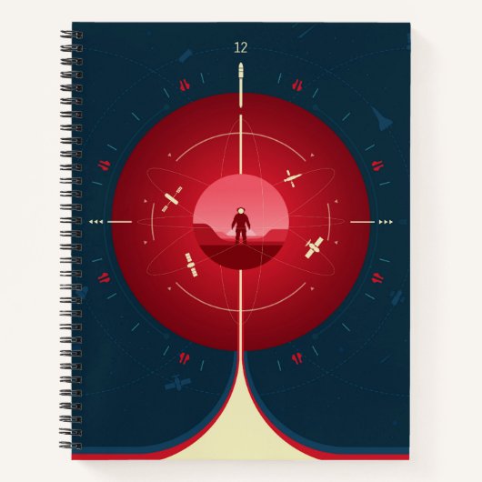Deep Space Atomic Clock Poster, Red Version. Notizblock (Vorderseite)