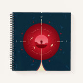 Deep Space Atomic Clock Poster, Red Version. Notizblock (Vorderseite)