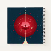 Deep Space Atomic Clock Poster, Red Version. Notizblock (Rückseite)