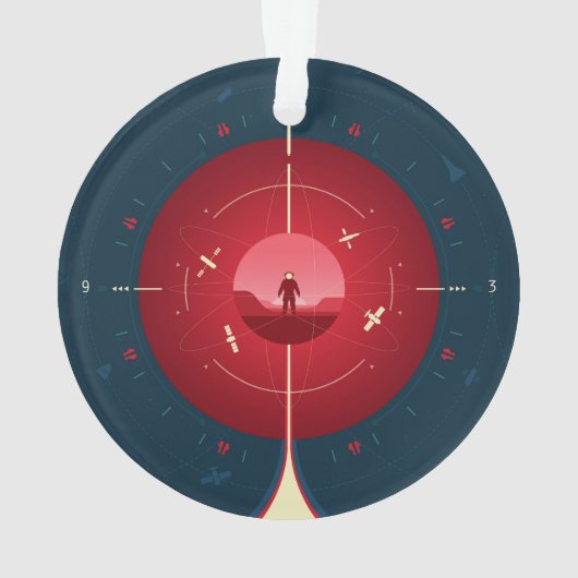 Deep Space Atomic Clock Poster, Red Version. Ornament (Rückseite)