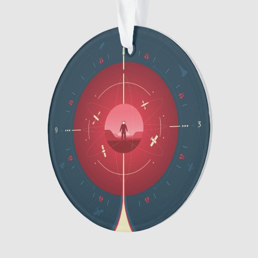 Deep Space Atomic Clock Poster, Red Version. Ornament (Vorderseite)