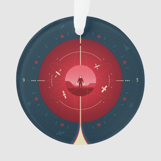 Deep Space Atomic Clock Poster, Red Version. Ornament (Vorderseite)