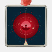 Deep Space Atomic Clock Poster, Red Version. Ornament Aus Metall (Vorne)