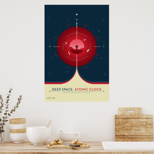 Deep Space Atomic Clock Poster, Red Version. Poster (Küche)