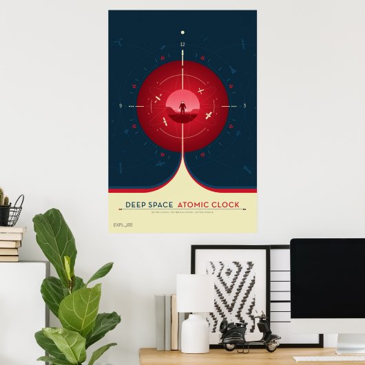 Deep Space Atomic Clock Poster, Red Version. Poster (Heimbüro)